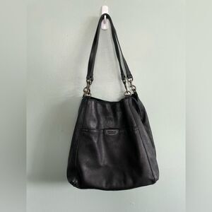 American Leather Hudson Hobo Shoulder Bag, Soft Black Leather Purse Handbag